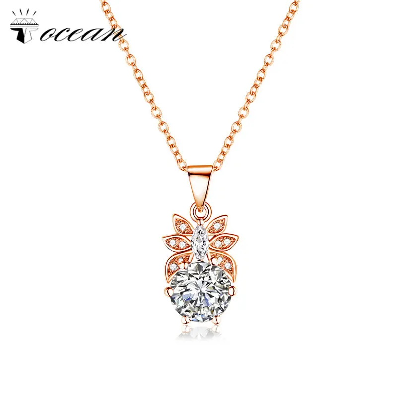 

Tocean Pendant Rose Gold Color Jewelry for Women Wedding Engagement Romantic Round fruit Cutic AAA Zircon Flower Necklace D210