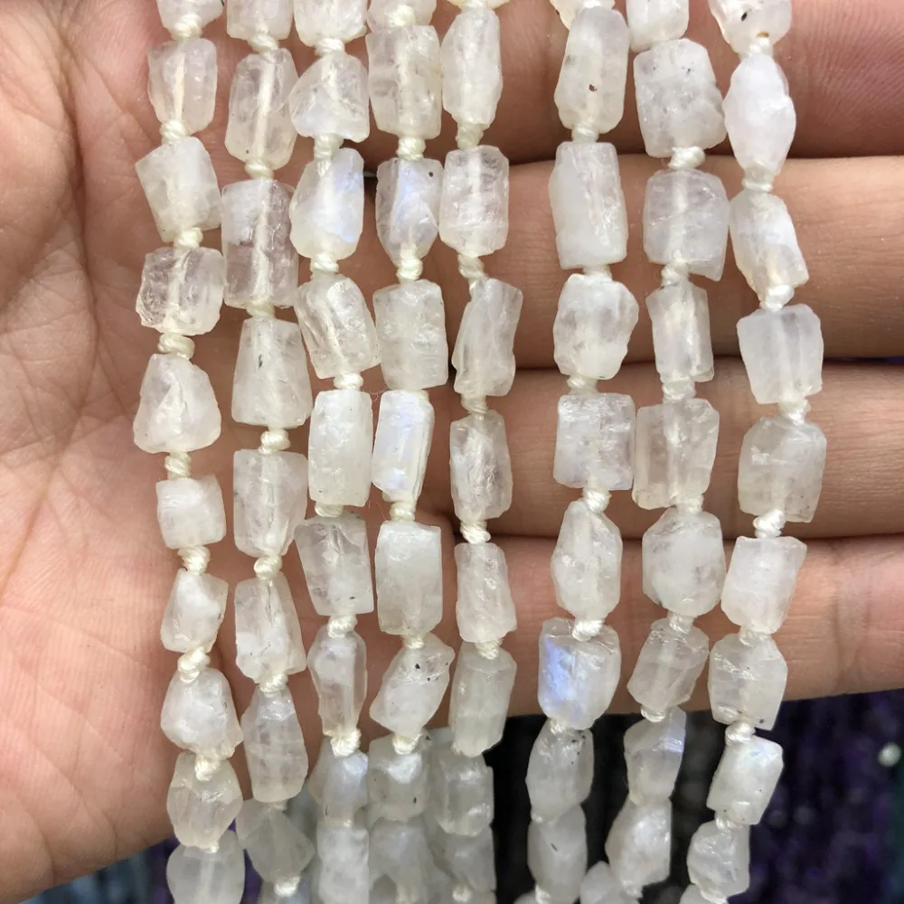 

Wholesale 3strings 15.5" Natural Rainbow Moon Stone Raw Chip Nugget Beads,8x10mm Stone Nugget Gem Jewelry Making Beads