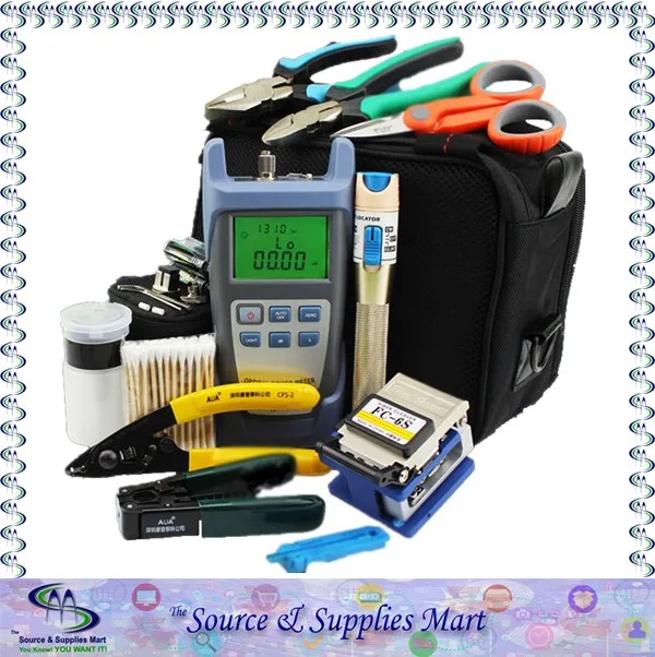 

FTTH Tools with FC-6S Fiber Cleaver and Optical Power Meter Visual Fault Locator 1mw and Cable Strippers