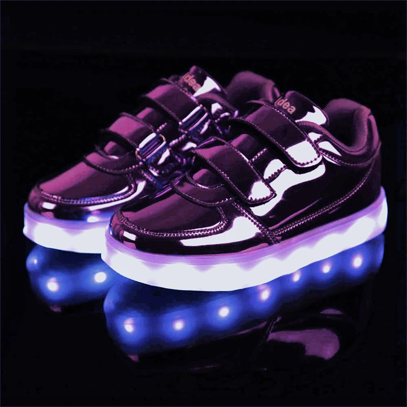 ФОТО BBX Brand USB Kids LED Shoes Fashion LED Sneakers Children's Breathable Sport Lighted Luminous Boys Girls Shoes Free Shipping