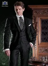 New Design Two Button Black Groom Tuxedos Groomsmen Men’s Wedding Prom Suits Bridegroom (Jacket+Pants+Vest+Tie) K:892