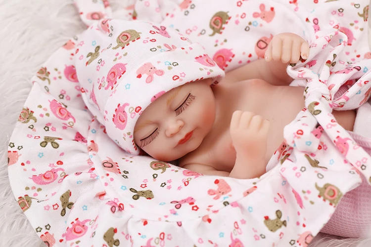 

NPK Mini bebe reborn Doll Lifelike silicone Bath toys for girls Sleeping girl doll for newborn kids Christmas Gift 10 inch