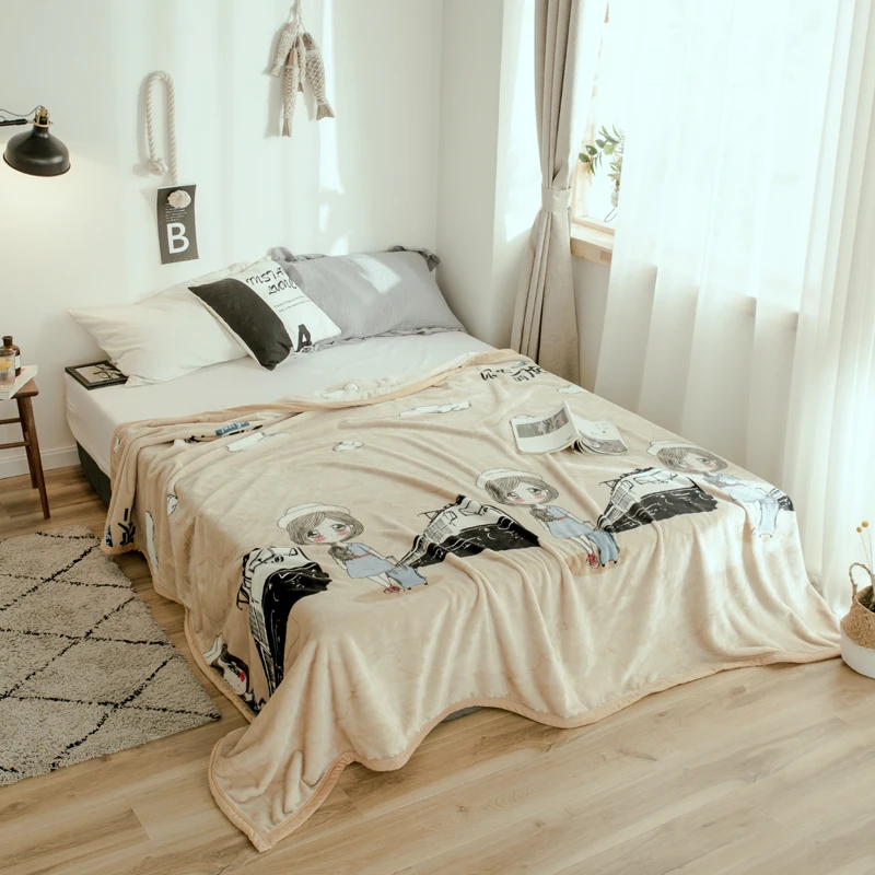 

High quality Thicken plush bedspread blanket 200x230cm High Density Super Soft Flannel Blanket to on for the sofa/Bed/Car