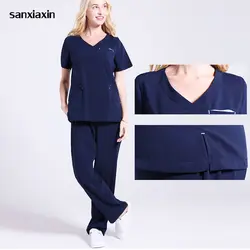 Sanxiaxin хирургический медицинская одежда салон красоты комбинезоны униформа для сотрудниц спа-салонов медицинская Униформа скраб набор