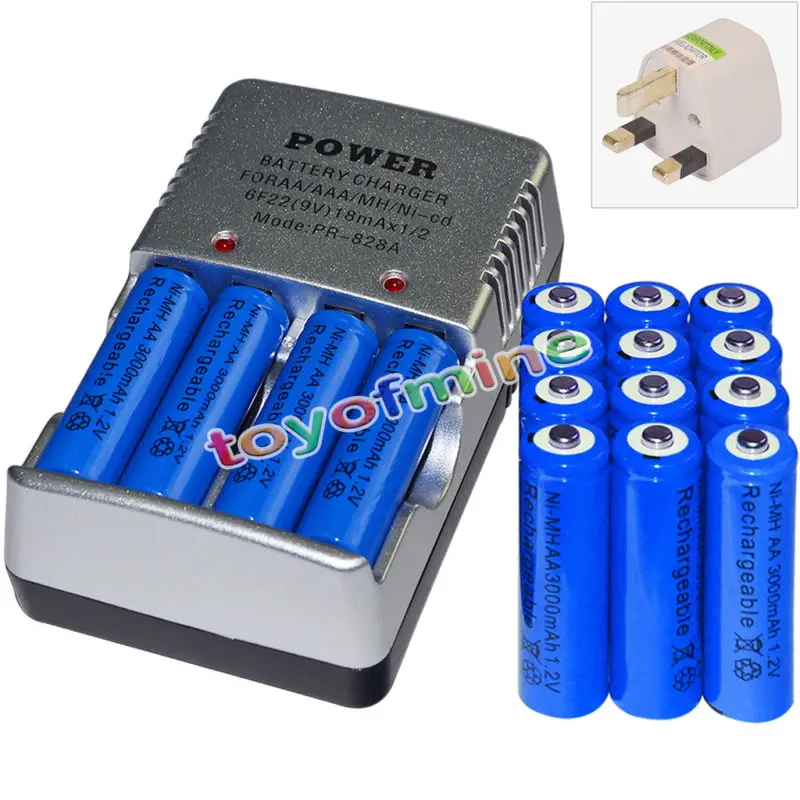 16 шт аккумуляторных батарей Blu Ni-MH 3000mAh Bulk 1,2 V AA+ 1 шт батареи смарт-зарядное устройство