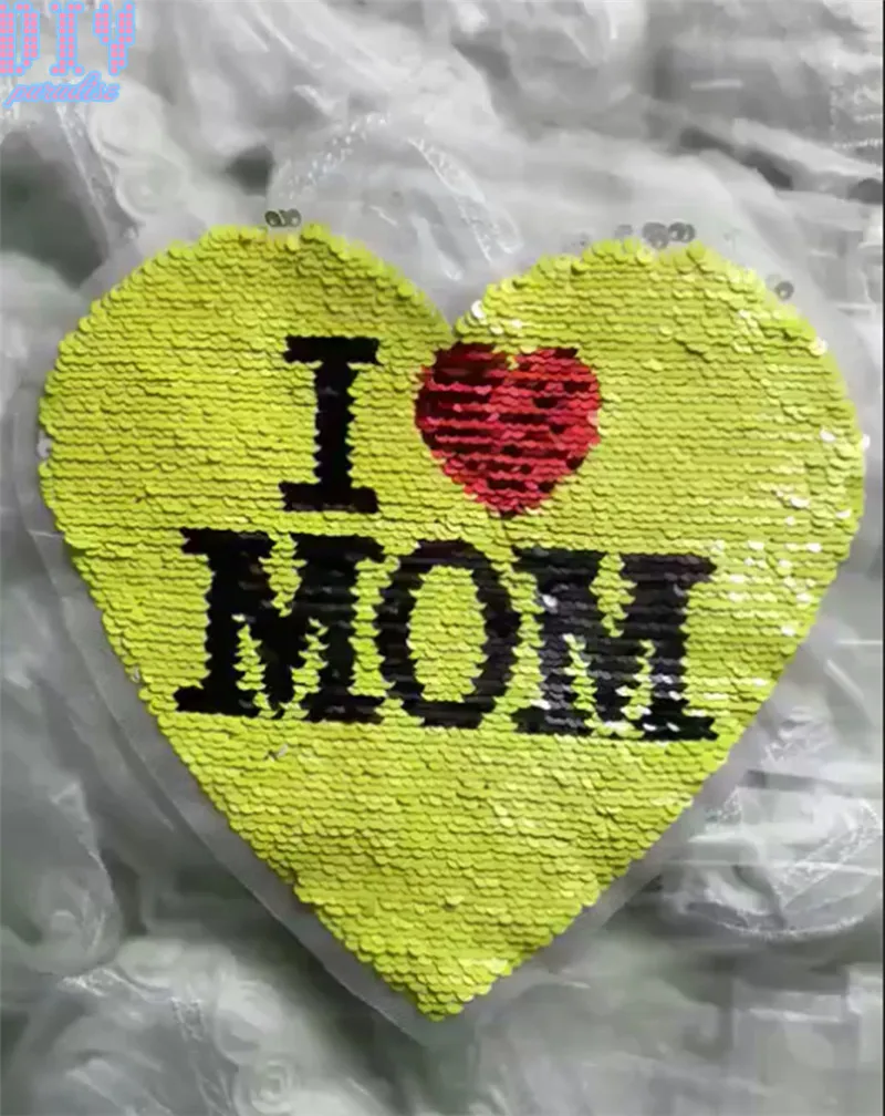 

MOM Reversible Sequins Sew On Patches for clothes Kids Boy Girl T Shirt Change color Reverse Patch Applique