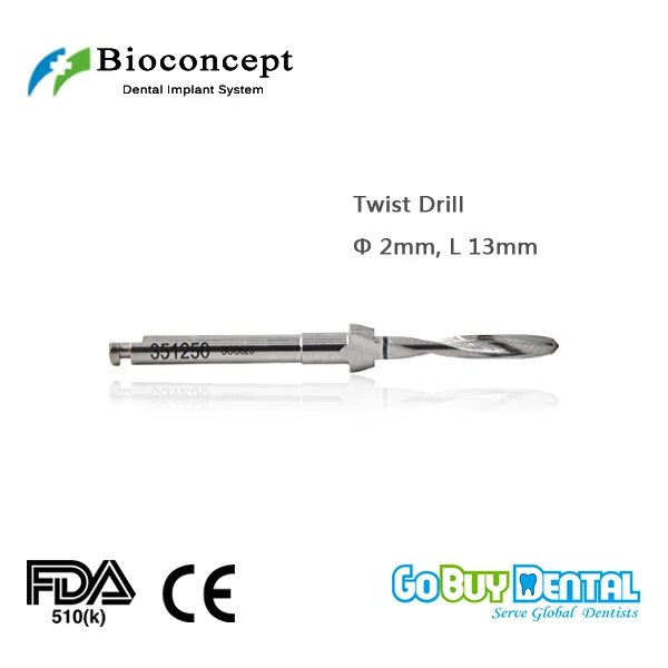 

Osstem TSIII&Hiossen ETIII Compatible Bioconcept BV Dental Instrument Twist Drill D 2.0mm, length 13mm(351250)