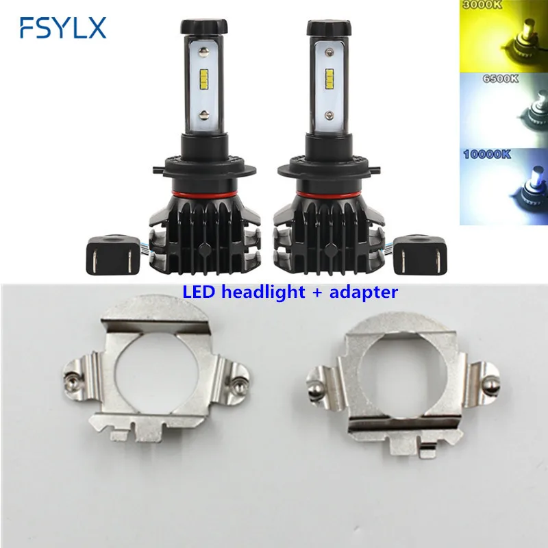 

FSYLX H7 LED Headlight kit for Mercedes-Benz C B GLA ML for Ford EDGE Touran Car H7 LED Headlight bulb with adapter holders