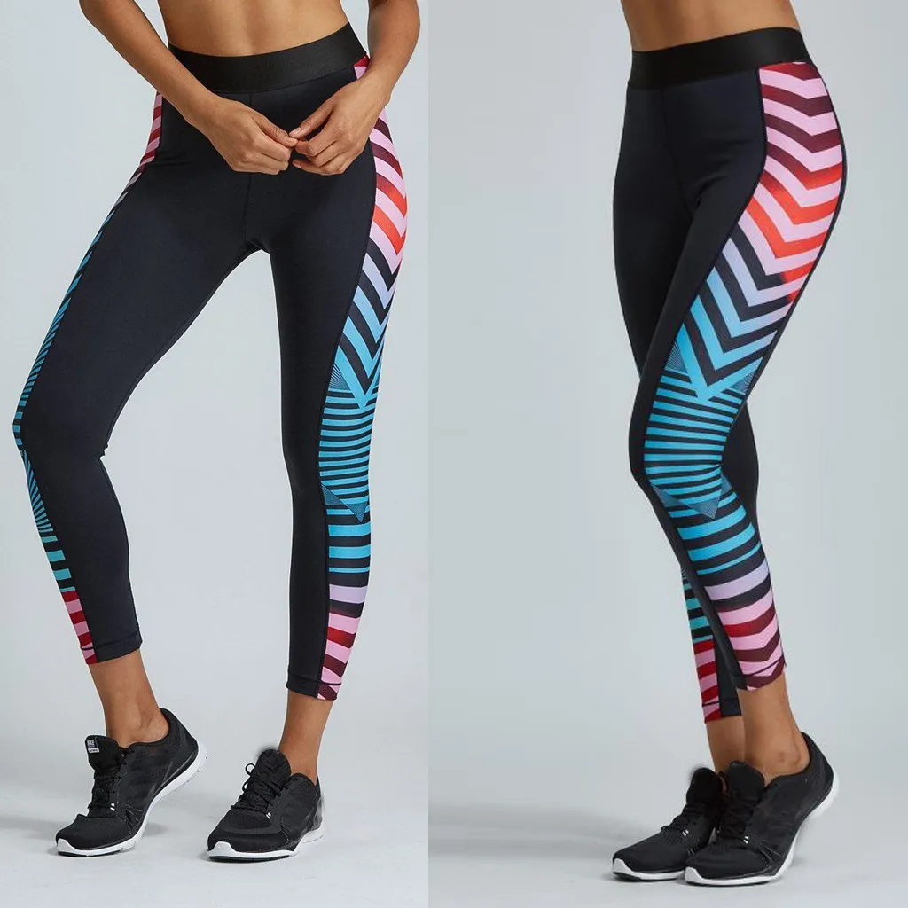 Women Slim Stretch Yoga Leggings Cut Out Cross High Waist Fitness Trousers Pants