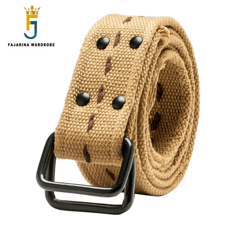 

FAJARINA Many Colours Optional Unisex Double Ring Soft Canvas Strap Belts for Jean Freeshipping Wholesale Price CPBT0041
