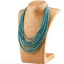 Массивное ожерелье, модное женское богемное многослойное винтажное длинное ожерелье с бусинами и подвесками, ювелирные аксессуары 5N214