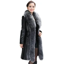 Женские парки из натуральной овечьей кожи и замши, пальто, куртка с воротником из лисьего меха, женская верхняя одежда, пальто размера плюс VK1097