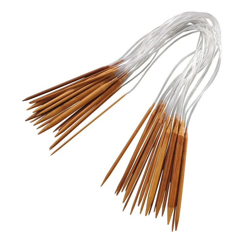 

18pcs/set Carbonized Bamboo Needle Ring Needle Weave Tool hollow tube bamboo ring tool Knitting Tool Knit Set for Sewing & DIY