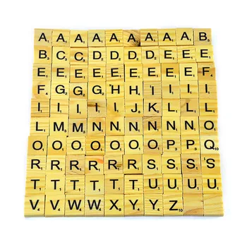 

500Pcs/set English Words Wooden Letters Alphabet Tiles Black Scrabble Letters & Numbers For Crafts Wood