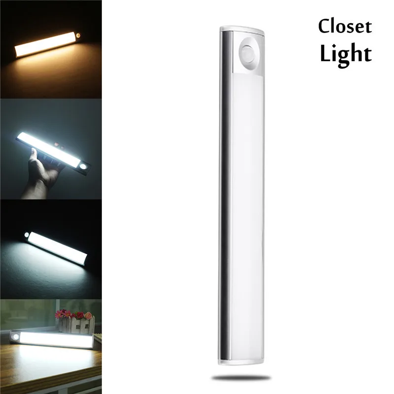 CLAITE LED إضاءة الخزانة 33 LED SMD4014 USB قابلة للشحن محس حركة ليلة ضوء للمطبخ مجلس الوزراء الدرج خزانة