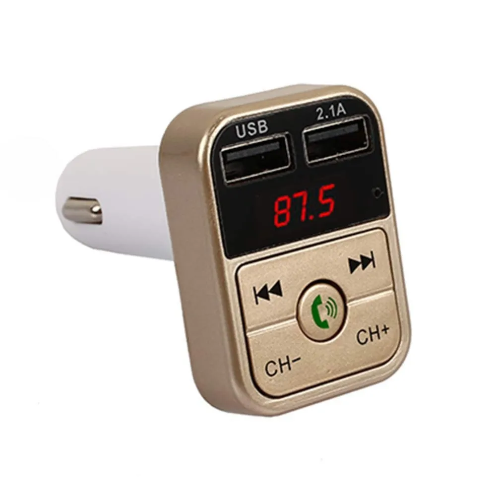 Беспроводной автомобильный Bluetooth fm-передатчик 2.1A аудио приемник Автомобильный светодиодный MP3-плеер автомобильные аксессуары двойное USB быстрое зарядное устройство - Название цвета: gold