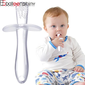 

BalleenShiny Safe Baby Silicone Teether Stick Soft Silicone Teething Stick Toddler Chews Teether Toothbrush Dental Baby Care