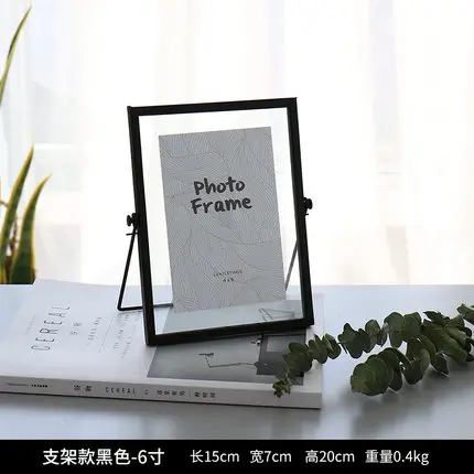6 Inch Black T креативная современная металлическая Стеклянная фоторамка стол скандинавский минимализм образец растения папка домашние комнатные украшения 6 дюймов набор WZJ046 - Цвет: 6 Inch Black