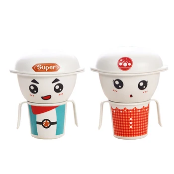

Cute cartoon Character shape Dinnerware set,Bamboo fiber children's tableware lunch box Baby eat tableware separates plate