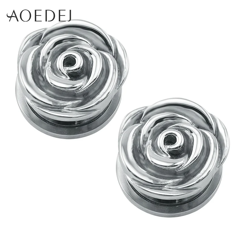 8 20mm Rose Ear Women Tunnels Stainless Steel Flesh Tunnel Vintage