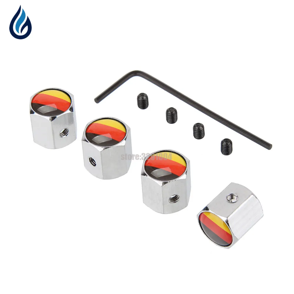 

German flag Car Wheel Tire Valve Cap AntiTheft Cover For Volkswagen Mercedes Benz Audi Opel BMW Ford Skoda Renault Seat Hyundai