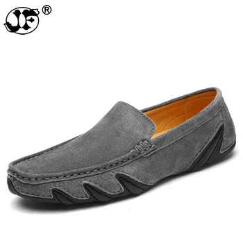 

Men Loafers Men Casual Suede Leather Shoes Spring Summer Hollow out Moccasins Man Khaki Gray Men Flats fgb78