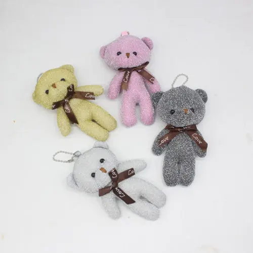 Bright silk bow tie, teddy bear doll, big head bear bag pendant, DIY creative mobile phone shell accessories, baby clothes, hats, shoes accessories, wedding promotion gifts 3