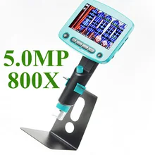 Портативный USB цифровой микроскоп 800X8 светодиодный 5.0MP эндоскопическая увеличительная камера HD+ подставка