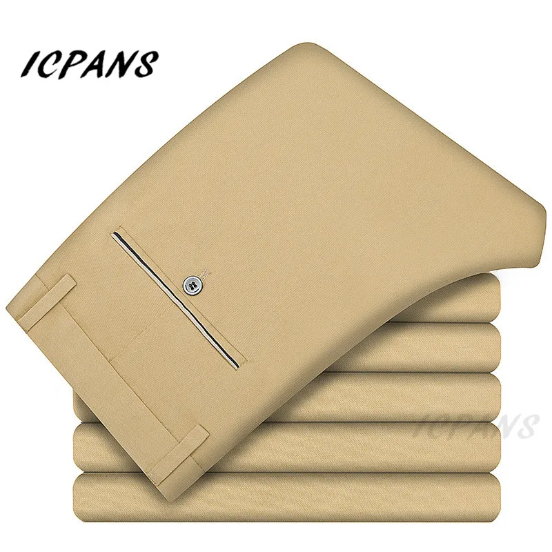 ICPANS 2019 Summer Men's Business Casual Pants Solid Color Stretch Pants Slim Formal Dress Trousers Male Plus Size 38 40 ICPANS 2019 Summer Men's Business Casual Pants Solid Color Stretch Pants Slim Formal Dress Trousers Male Plus Size 38 40