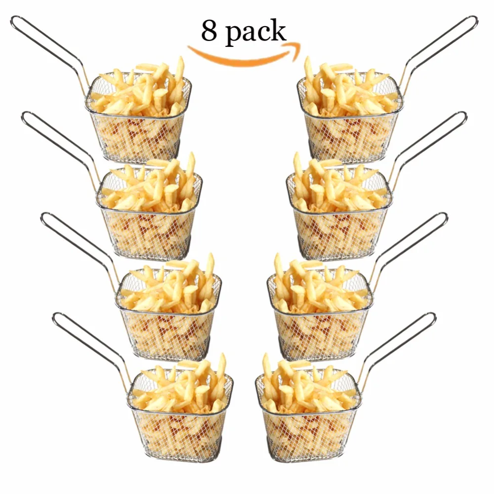 Fry basket 8 pcs Mini Square Fry Basket Present Fried Food, Table