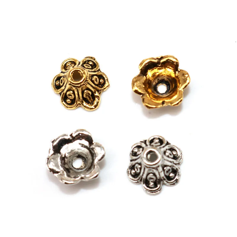 

9mm 100pcs/lot Zinc Alloy Metal Bead Caps Tibetan Silver Plated Flower Beads Jewelry Findings Perlen End Caps Charms Handmand