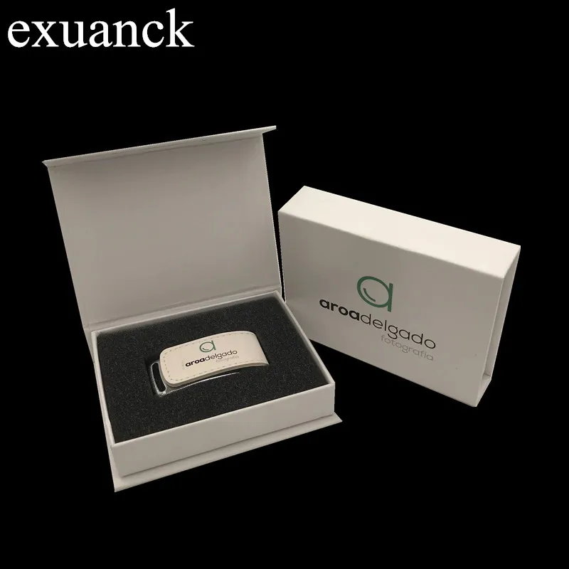 Exuanck Пользовательский логотип компании usb 2,0 флэш-накопитель 32 ГБ 4 ГБ 8 ГБ 16 ГБ Флешка кожа Usb+ коробка(более 30 шт бесплатный логотип