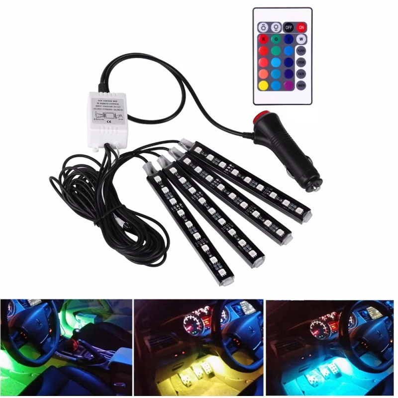 

Car RGB LED Strip Light LED Strip Lights Colors Car Styling Decorative Atmosphere Lamps Car Interior Light With Remote