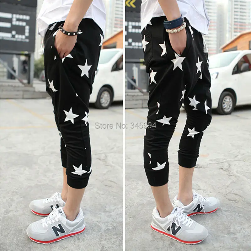 Masculino cal&ccedil;as cal&ccedil;as gota gancho cal&ccedil;as Harem moda Hip hop Dance cal&ccedil;as soltas estrelas de alta qualidade