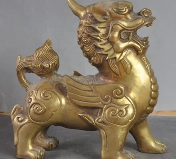 

6" Chinese Folk Fengshui Brass Evil spirits Lucky Beast Pixiu Unicorns Statue