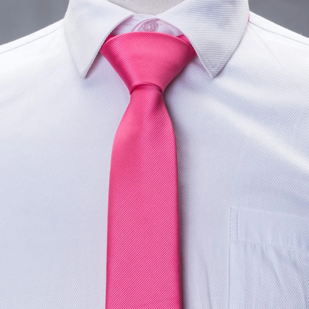 

2018 Fashion Rose Red Solid Plain Skinny Narrow Tie gravata Silk Jacquard Woven NeckTie Ties For men 6cm width Casual E-015