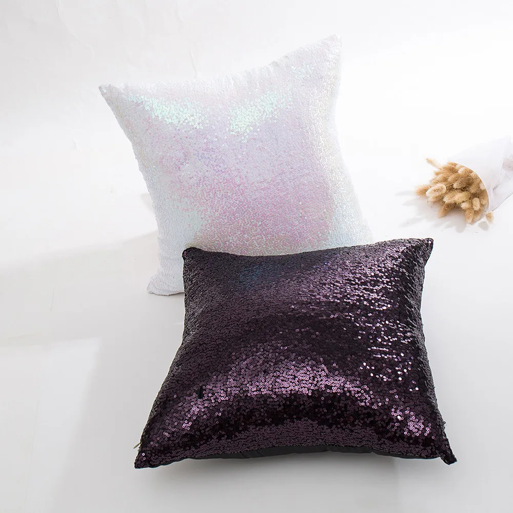 

ISHOWTIENDA Glitter Sequins Solid Color Cushion Cover Changing Reversible Pillow Case Dakimakura Decorative Pillows Cover
