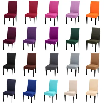 

4/6pcs Chair Cover Polyester Fiber Slipcovers Stretch Removable Dining Seat Chair Covers Hotel Banquet Seat Covers