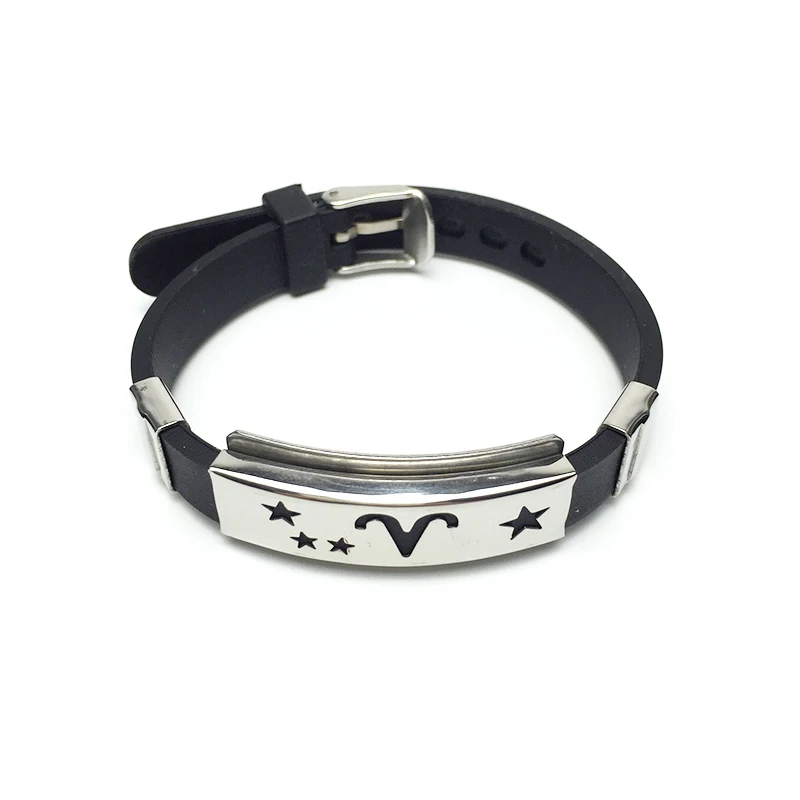 12 Constellations Stainless Steel Silicone Cuff Bracelet &amp Bangles For Men Women Jewelry Gift | Украшения и аксессуары