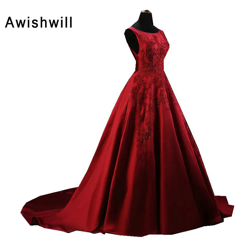 

Vestido Longo de Festa Para Casamento A-line Sleeveless Applique Beaded Satin Formal Party Gown Evvening Dresses Long Elegant
