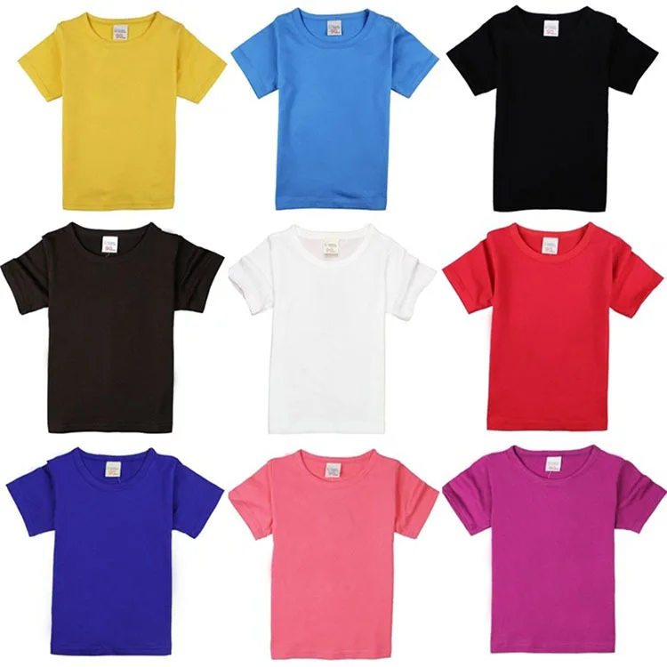 13 Solid Colors DIY T shirt Blank Shirt Children Short Sleeved Round ...