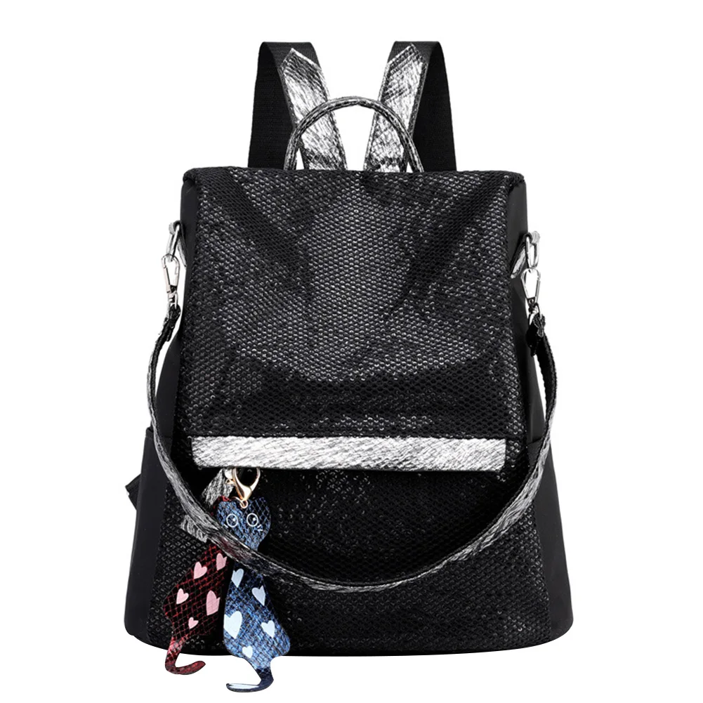 

Purse Women Backpack Magazine Fashion Sequin Waterproof Casual Anti-theft Large Capacity Soft With Pendant Zipper Shoulder