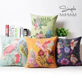 

Countryside Bird Floral pillow , Flower Linen pillow cushion ,Bird pillowcase,home decor decorative Pillows