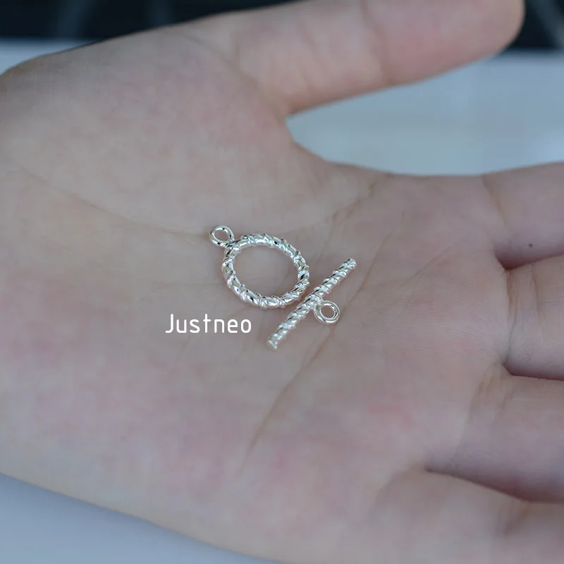 Цельный скрученный стержень и круг серебристая застежка 1 шт.|sterling silver toggle clasp|toggle