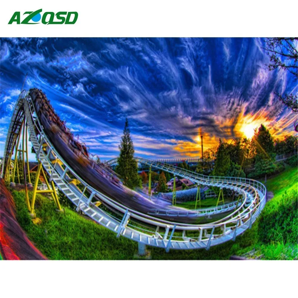 

AZQSD Diamond Painting Landscape Diamond Embroidery Full Round Scenic Diamond Mosaic Cross Stitch Picture Of Rhinestone Sewing