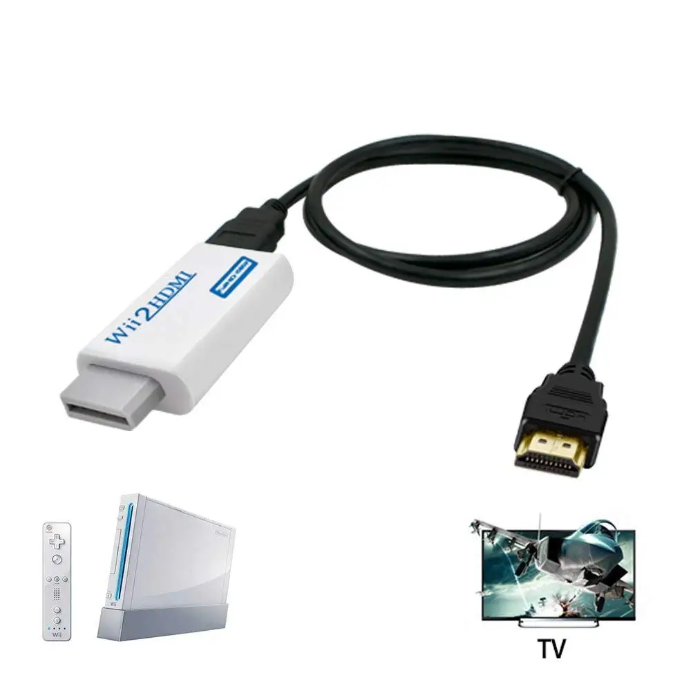 Для wii в HDMI конвертер с 5 футов Высокоскоростной HDMI кабель wii 2HDMI адаптер Выход видео и аудио с 3,5 мм разъем аудио, поддержка Al