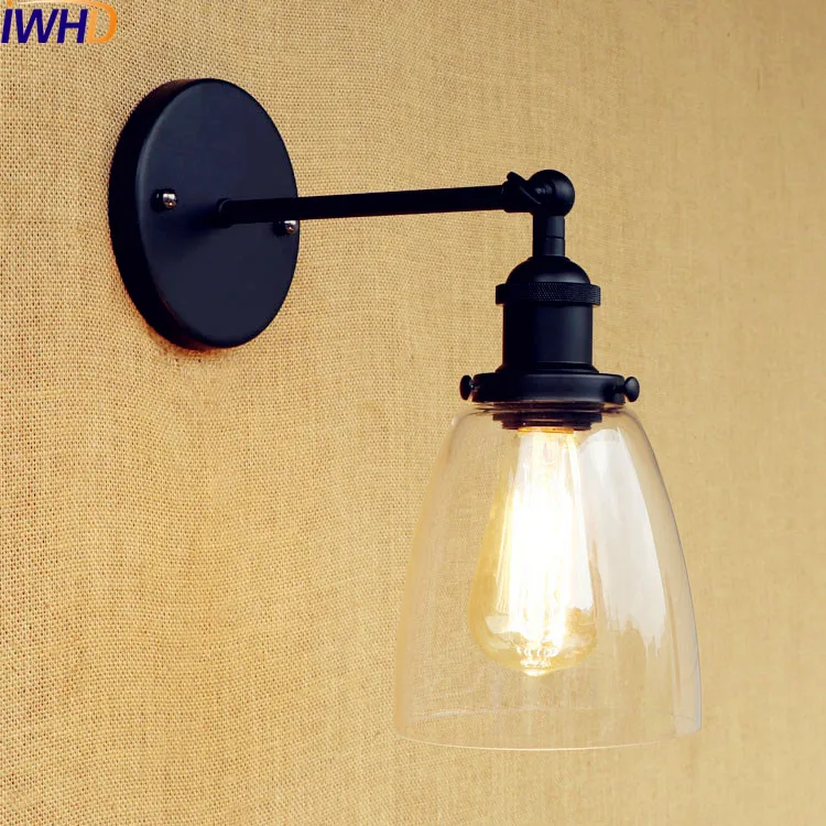 

IWHD Glass Loft Industrial Wall Light Fixtures Sconce Wandlamp Stair Lighting Edison Retro Vintage Wall Lamp Apliques Pared
