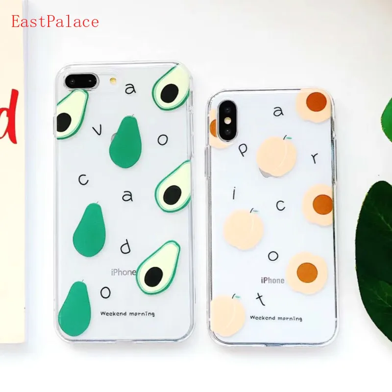 

3D Cartoon Cute Avocado Transparent Case for IPhone X XS MAX XR 10 8 7 Plus 6 6s Plus 7plus Phone Kawaii Soft Cover Wholesale