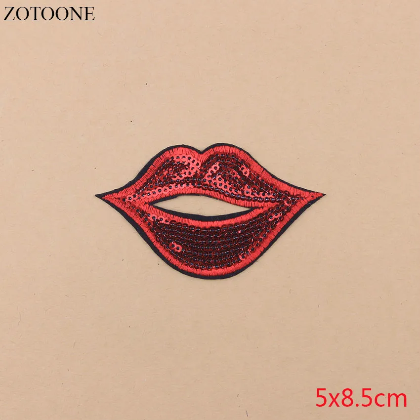 ZOTOONE 1 шт. красные нашивки для губ вышитые одежды железные буквы блестки