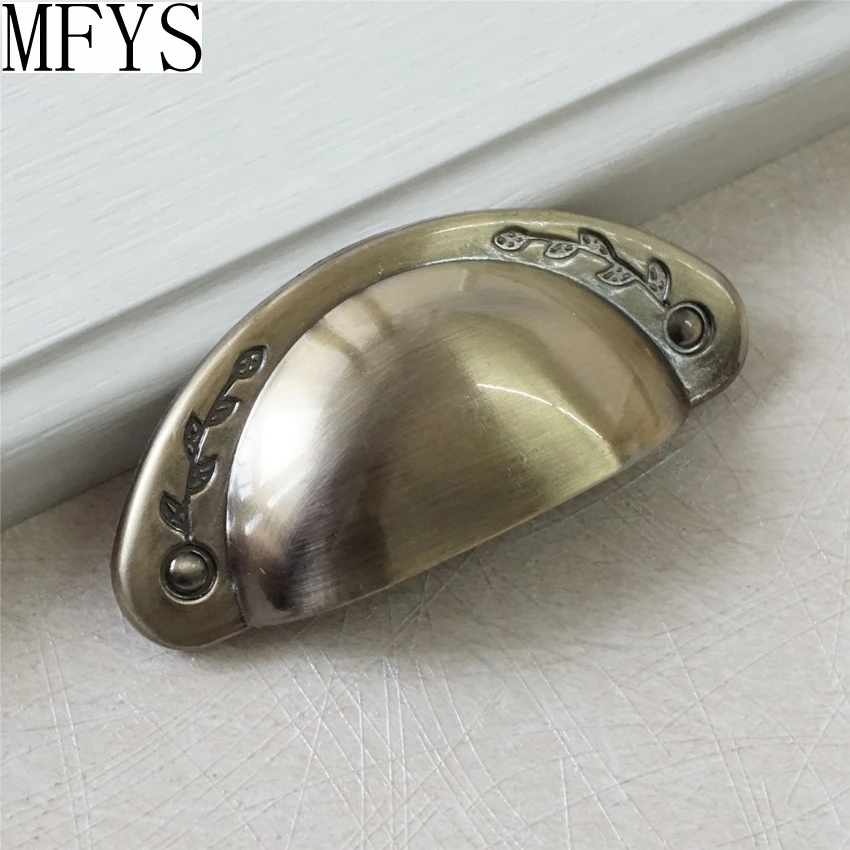 Vintage Style Shell Design Dresser Drawer Handles Knob / Rustic Antique Bronze Retro Kitchen Cabinet Handle Hardware Cupboard
